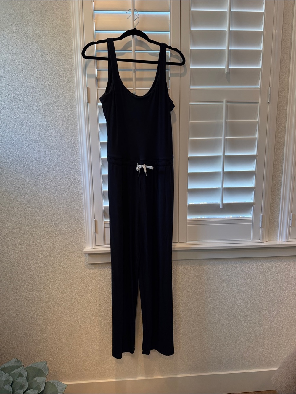 Vuori Black Scoop Neck Jumpsuit with Drawstring Waist